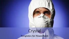  Presentation with scientist - Presentation enhanced with biology respiration - scientist in protective wear glasses background and a light blue colored foreground