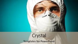  Presentation with personal protective equipment safety glasses - Slides enhanced with biology respiration - scientist in protective wear glasses background and a mint green colored foreground