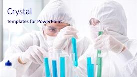  Presentation with lab - Colorful theme enhanced with biology respiration - two chemists working backdrop and a  colored foreground