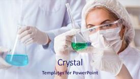  Presentation with chemist - Audience pleasing theme consisting of biology respiration - young woman chemist working backdrop and a  colored foreground