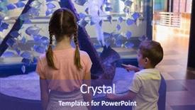  Presentation with fish aquarium - PPT theme having biology seaweed - cute children looking at fish background and a violet colored foreground
