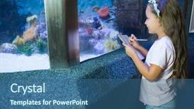  Presentation with fish aquarium - Cool new PPT layouts with biology seaweed - cute girl looking at fish backdrop and a ocean colored foreground