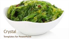  Presentation with biology seaweed - PPT theme enhanced with biology seaweed - sea kale in bowl close-up background and a sky blue colored foreground