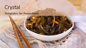  Presentation with biology seaweed - Audience pleasing slide deck consisting of biology seaweed - sea kale in bowl backdrop and a coral colored foreground