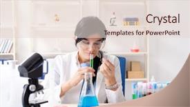  Presentation with chemist - Amazing PPT theme having biology smell - female chemist working backdrop and a lemonade colored foreground