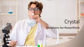  Presentation with crazy - Presentation theme enhanced with biology smell - funny crazy chemist doing experiments background and a lemonade colored foreground