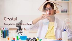  Presentation with crazy - Audience pleasing PPT theme consisting of biology smell - funny crazy chemist doing experiments backdrop and a  colored foreground