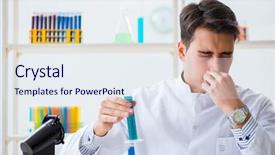  Presentation with chemist - Colorful slide deck enhanced with biology smell - young chemist student working backdrop and a  colored foreground