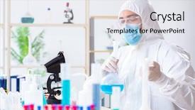  Presentation with chemicals - Colorful presentation enhanced with biology smell - young chemist student working backdrop and a sky blue colored foreground