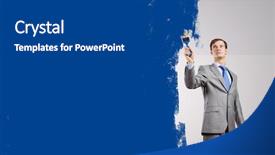  Presentation with biology - Slides featuring biology templtes - young businessman with paint brush background and a dark gray colored foreground