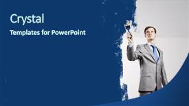  Presentation with biology - Theme having biology templtes - young businessman with paint brush background and a ocean colored foreground