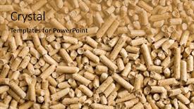  Presentation with pellet - Audience pleasing PPT theme consisting of biomass - wooden pellet ecological heating backdrop and a gold colored foreground