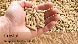  Presentation with pellet - PPT theme enhanced with biomass - wooden pellet ecological heating background and a coral colored foreground