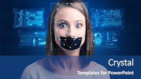  Presentation with recognition - PPT theme with biomatric - biometric verification the concept background and a ocean colored foreground