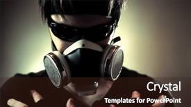  Presentation with biomechanics - Audience pleasing PPT theme consisting of biomechanics - cool man in protective mask backdrop and a wine colored foreground