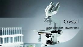  Presentation with glassware - PPT theme having biomedical - image of different glassware background and a light blue colored foreground