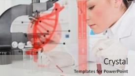  Presentation with biomedical - Presentation design having biomedical - scientist pouring drop of blood background and a light gray colored foreground