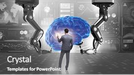  Presentation with biomedical - Colorful theme enhanced with biomedical computer - artificial intelligence concept with businessman backdrop and a dark gray colored foreground