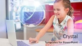  Presentation with digital electronics - Amazing PPT theme having biomedical electronics - digital image of dna helix backdrop and a  colored foreground