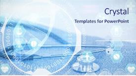  Presentation with biomedical - Cool new PPT theme with biomedical instruments - medecine against close-up of stethoscope backdrop and a sky blue colored foreground