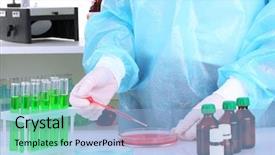  Presentation with biochemistry research laboratory - Colorful PPT layouts enhanced with black microphone in conference room filtered image processed vintage effect backdrop and a light gray colored foreground