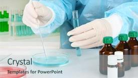  Presentation with biomedical - Beautiful slides featuring biomedical instruments - scientist conducting research in laboratory backdrop and a  colored foreground