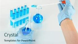  Presentation with biomedical - Beautiful theme featuring biomedical instruments - scientist working at laboratory isolated backdrop and a  colored foreground