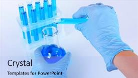  Presentation with biomedical - Presentation theme enhanced with biomedical instruments - scientist working at laboratory isolated background and a  colored foreground