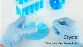  Presentation with biomedical - Cool new PPT theme with biomedical instruments - scientist working at laboratory isolated backdrop and a  colored foreground