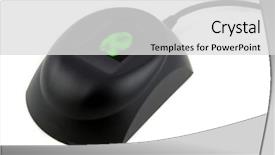  Presentation with biometric device - Presentation design featuring biometric fingerprint device background and a light gray colored foreground