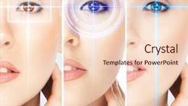  Presentation with laser eye surgery - Colorful theme enhanced with biometric health - women with a digital laser backdrop and a lemonade colored foreground