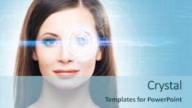  Presentation with laser - Slides featuring biometric health - young and attractive woman background and a light blue colored foreground