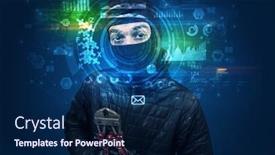  Presentation with facial recognition - Beautiful PPT layouts featuring biometric-identification-and-facial-recognition backdrop and a navy blue colored foreground