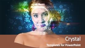  Presentation with facial recognition - Theme featuring biometric identification and facial recognition background and a  colored foreground