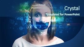  Presentation with facial recognition - Presentation with biometric identification and facial recognition background and a  colored foreground