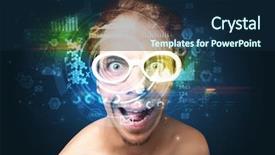  Presentation with facial recognition - Amazing theme having biometric identification and facial recognition backdrop and a navy blue colored foreground