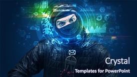  Presentation with facial recognition - Cool new slide set with biometric identification and facial recognition backdrop and a navy blue colored foreground