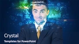  Presentation with facial recognition - Presentation design consisting of biometric identification and facial recognition background and a navy blue colored foreground