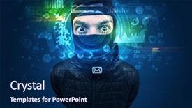  Presentation with facial recognition - Audience pleasing PPT theme consisting of biometric identification and facial recognition backdrop and a navy blue colored foreground