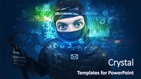  Presentation with facial recognition - Presentation theme consisting of biometric identification and facial recognition background and a navy blue colored foreground