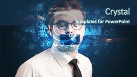  Presentation with facial recognition - Slide set consisting of biometric identification and facial recognition background and a ocean colored foreground