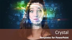  Presentation with facial recognition - Audience pleasing PPT theme consisting of biometric identification and facial recognition system concept backdrop and a tawny brown colored foreground