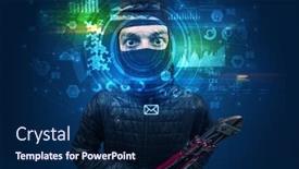  Presentation with facial recognition - Presentation theme consisting of dna chip - biometric identification and facial recognition background and a navy blue colored foreground