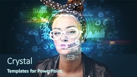  Presentation with facial recognition - Slide deck consisting of biometric-identification-and-facial-recognition background and a ocean colored foreground