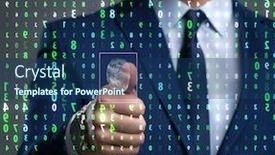  Presentation with fingerprints - PPT theme consisting of biometric-identification-concept-with-fingerprints background and a ocean colored foreground