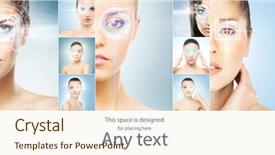  Presentation with laser eye surgery - Colorful presentation theme enhanced with biometric scanning technology concept collage backdrop and a  colored foreground