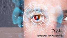  Presentation with medical science futuristic technology abstract - Cool new presentation theme with biometric screening - futuristic modern cyber man backdrop and a lemonade colored foreground