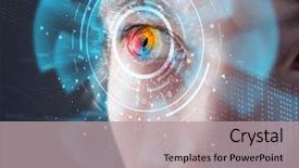  Presentation with cyber - Audience pleasing slides consisting of biometric screening - futuristic modern cyber man backdrop and a light gray colored foreground