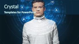  Presentation with facial recognition - Cool new theme with biometric technology and artificial intelligence backdrop and a ocean colored foreground