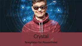  Presentation with facial recognition - Colorful PPT theme enhanced with biometric technology and artificial intelligence backdrop and a tawny brown colored foreground